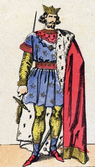 Dinastía de los Capetos: Retrato de Luis VIII llamado el León (1187-1226), Rey de los Francos de 1223 a 1226. Imagen de Épinal de finales del siglo XIX. Colección privada. de French School