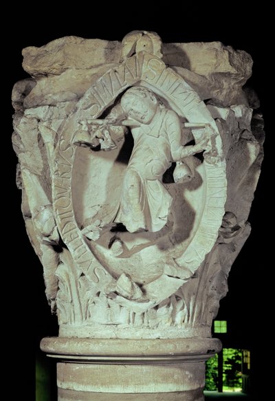 Capitel que representa la Cuarta Llave del Canto Llano, c.1095 de French School