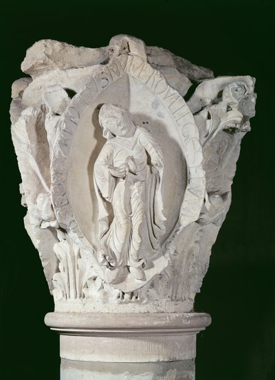 Capitel que representa la Segunda Llave del Canto Llano, c.1095 de French School