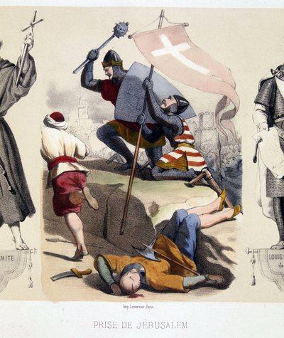 Captura de Jerusalén durante la Primera Cruzada (1096-99) de French School