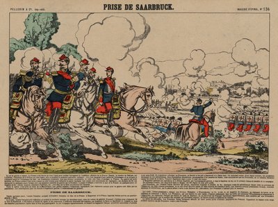 Captura de Saarbrucken por los franceses, Guerra Franco-Prusiana, 2 de agosto de 1870 (grabado coloreado) de French School