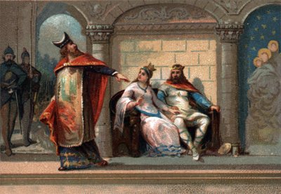 Cariberto o Chereberto, Rey de París (561 - 567). Cromolitografía de finales del siglo XIX. de French School