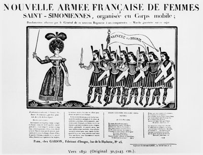 Caricatura que representa al nuevo ejército francés de mujeres saint-simonianas, c.1832 de French School