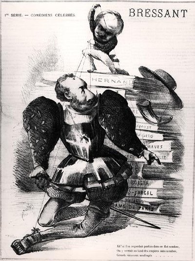 Caricatura de Jean Baptiste Francois Bressant como Don Carlos en 