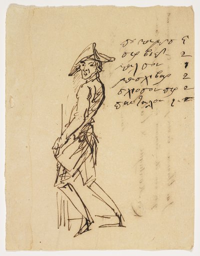 Caricatura de un joven soldado de French School