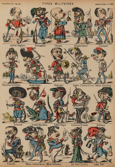 Caricaturas de figuras militares de French School