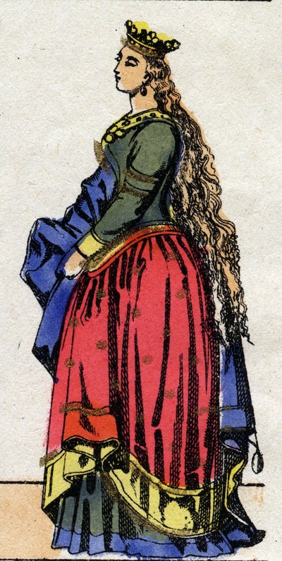 Dinastía carolingia: Retrato de Judith de Baviera (805-843) Reina de los Francos esposa de Luis I llamado el Piadoso o "el Benigno" (778-840). Imágenes de Épinal finales del siglo XIX. Colección privada. de French School