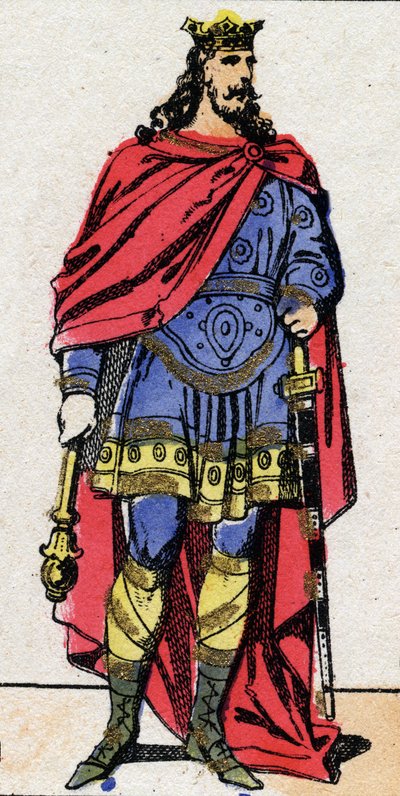 Dinastía carolingia: Retrato de Luis I el Piadoso o "el Benigno" (778-840) Rey de los Francos de 814 a 840. Imagen de Épinal de finales del siglo XIX. Colección privada de French School