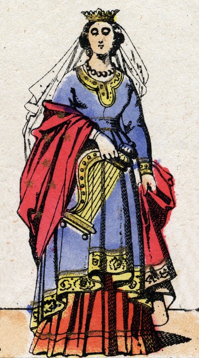 Dinastía carolingia: Retrato de Emma de Francia (894-934) esposa de Raúl de Francia (ca. 890-936). Imágenes de Épinal finales del siglo XIX. Colección privada. de French School