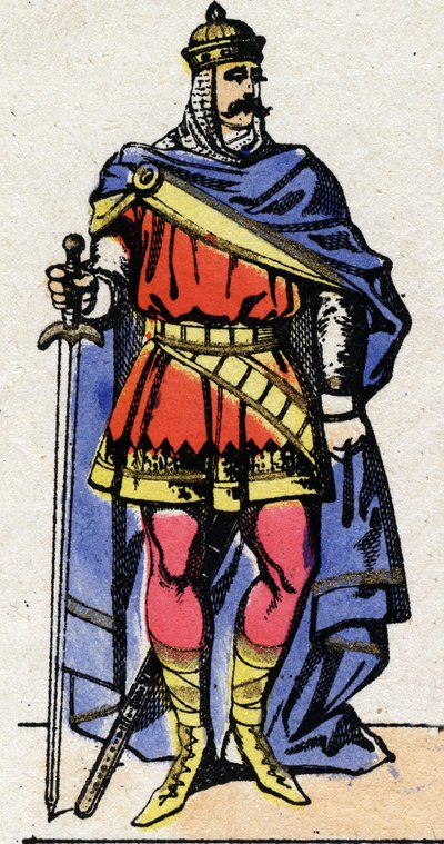 Dinastía Carolingia: Retrato de Eudes u Odón (v. 860-898) Rey de los Francos de 888 a 898. Imagen de Épinal de finales del siglo XIX. Colección privada. de French School