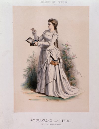 Carolyne Carvalho (1827-1895) soprano francesa interpretando a Margherita en Fausto por Charles Gounod (1818-1893) de French School