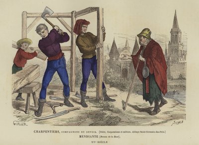 Carpinteros y un mendigo, siglo XV de French School