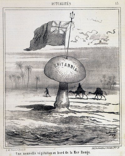 Caricatura: Nueva vegetación en el Mar Rojo (hongo británico colonizando Egipto) - 01/02/1868 de French School