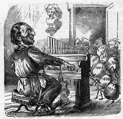 Caricatura del compositor alemán Richard Wagner (1813-1883) de French School