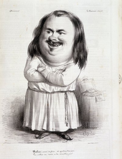 Caricatura de Honoré de Balzac (1799-1850) y monje - en “Charivari” del 12/10/1838 B.H.V.P. de French School