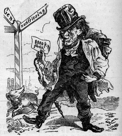 Caricatura del compositor alemán Richard Wagner (1813-1883) de French School