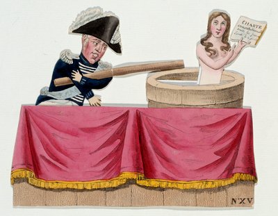Caricatura que representa al rey Carlos X (1757-1836) en forma de guignols negando la carta constitucional en el momento en que el rey abolió la libertad de prensa en julio de 1830 (ordenanzas de Saint Cloud). Grabado alrededor de 1830. París, Museo Carnav de French School