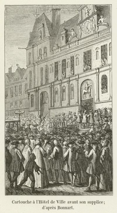Cartouche en el Hôtel de Ville antes de su suplicio; según Bonnart de French School