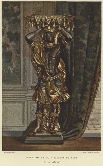 Pedestal de madera tallada y dorada, siglo XVII de French School