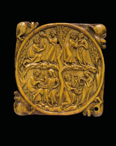 Cubierta de estuche de espejo tallado, París, c.1310-20 de French School