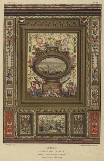 Paneles tallados, pintados y dorados de French School