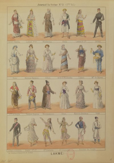 Reparto de personajes de la ópera Lakmé de Léo Delibes (1861-91) de French School