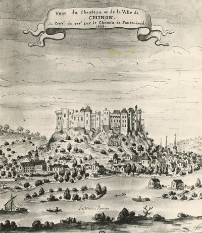 Castillo y ciudad de Chinon de French School