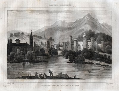 Castillo de Ivrea. Grabado de "Picturesque Italy" por M. de Norvins, Ch. Nodier 1834-1836. de French School