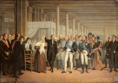 Operación de cataratas realizada por Guillaume Dupuytren (1777-1835) en presencia del Rey Carlos X (1757-1836) en el Hotel Dieu de French School