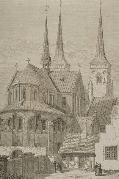 Catedral en la década de 1850, Roskilde, Dinamarca, de Le Tour du Monde, publicado en París, 1860s de French School
