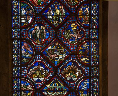 Catedral de Chartres, vidriera: la vida de Noé, (detalle) centro de French School