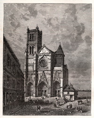 Catedral de San Esteban de Meaux - Sena y Marne - grabado en 