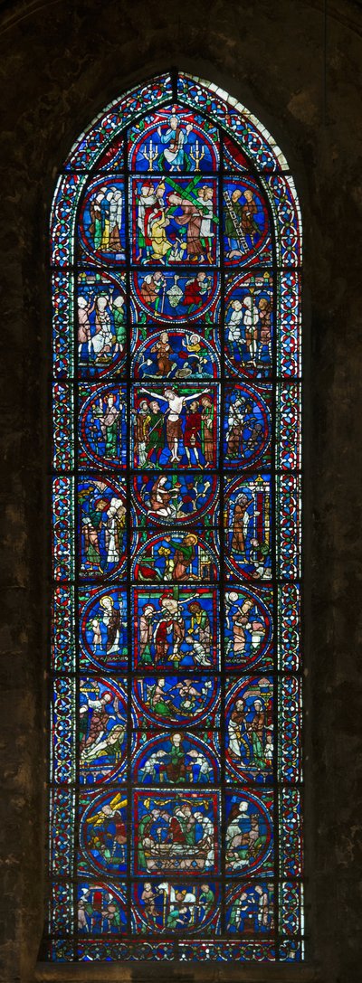 Catedral de Chartres, vidriera: tipología de la pasión de French School