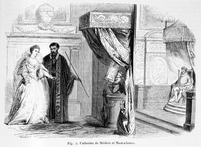 Catherine de Medici (1519-89) con Nostradamus, de Magasin Pittoresque, 1849 de French School