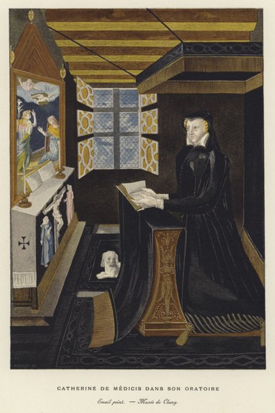 Catherine de Medici en su oratorio de French School