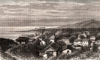 Cayena - Comuna en ultramar Guyana - grabado en “La France illustrée: geografía, historia, administración estadística” por V.A. Malt-Brown. 1884 de French School