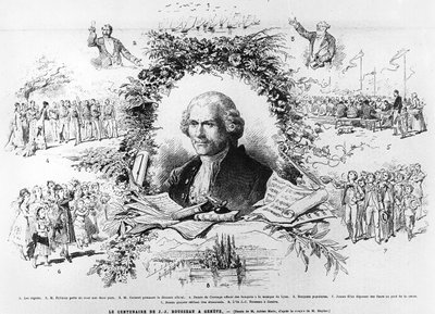 Celebraciones en Ginebra para conmemorar el centenario de la muerte de Jean-Jacques Rousseau, ilustración de Le Monde Illustré, 1878 de French School