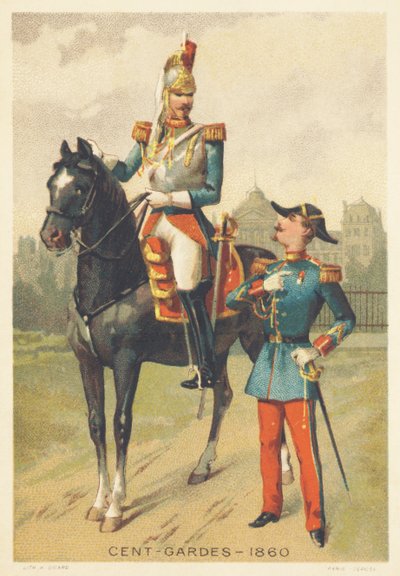 Centengudes en 1860 (Cuerpo de Caballería de Élite, carga de la guardia personal del Emperador Napoleón III, creado en 1854, disuelto en 1870) de French School