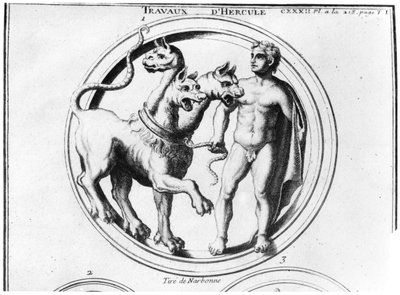 Cerbero domado por Hércules de French School