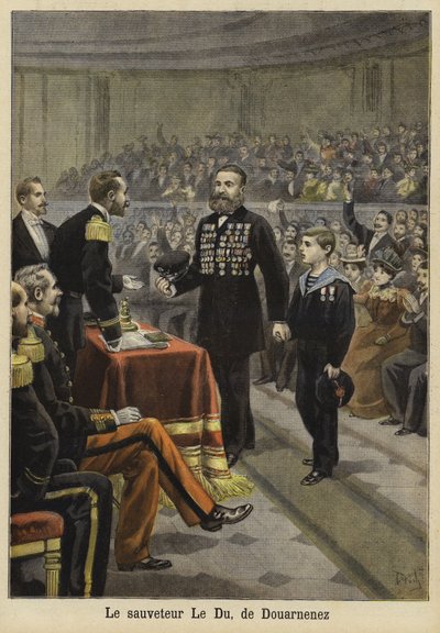 Ceremonia en honor al Sr. Le Du, un rescatador de Douarnenez, Bretaña, 1897 de French School