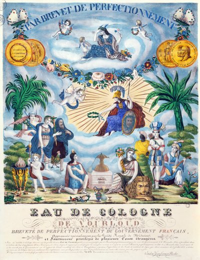 Certificado de una Eau de Cologne hecha por J.F. Vourloud, c.1825 de French School