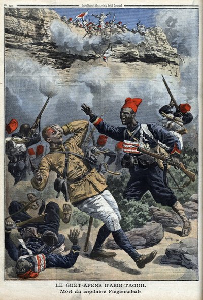 Chad, Emboscada en Abir Taouil (Abir-Taouil), muerte del Capitán Fiegenschuh, ilustración de 
