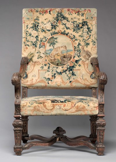 Silla, fabricante Fábrica de Savonnerie, antes de 1717 de French School