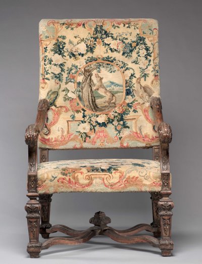 Silla, fabricante Fábrica de Savonnerie, antes de 1717 de French School
