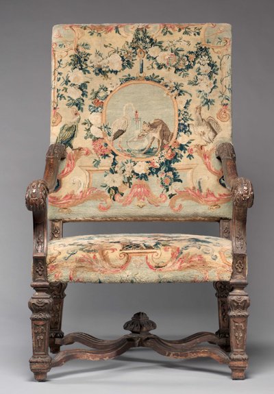 Silla, fabricante Fábrica de Savonnerie, antes de 1717 de French School