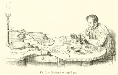 Chalumeau y lámpara de gas de French School