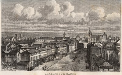 Champagne-Ardenne, Marne (51), Châlons-sur-Marne (actual Châlons-en-Champagne) - grabado en “France illustree: geographie, histoire, administración statistique” por V.A. Malt-Brown. 1884 de French School