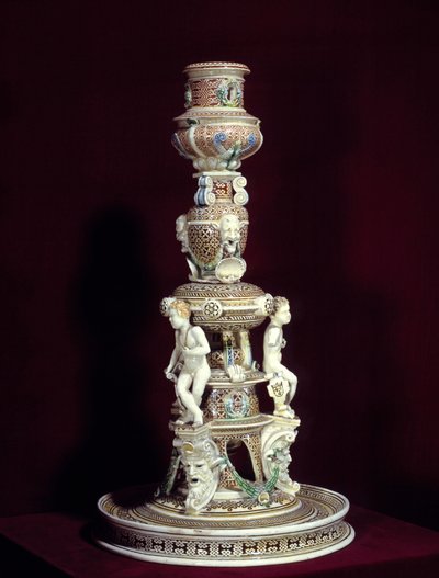 Candelabro en fina loza de Saint Porchaire de French School