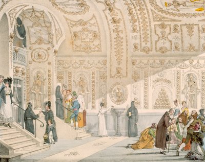 Capilla de los Muertos, grabado por Villain, pub. 1820 (grabado en color) de French School