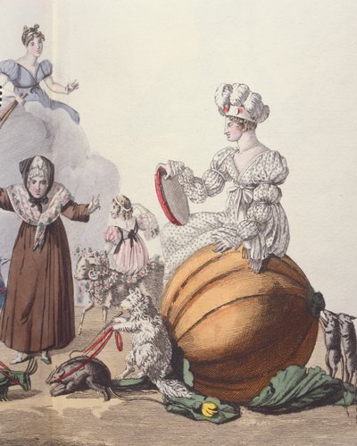 Personajes de una farsa Los Seis Zapatitos o Encuentro de Cenicientas, c.1810 de French School